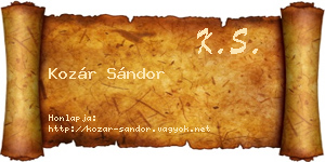 Kozár Sándor névjegykártya